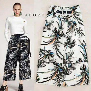 택 포함 새상품 ADORE 트로피컬 프린트 와이드 팬츠 어도어 38 M