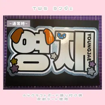 TWS 용제 네임 보드 네무보 부채 문자 [반사 시트 사용, 보드 포함]