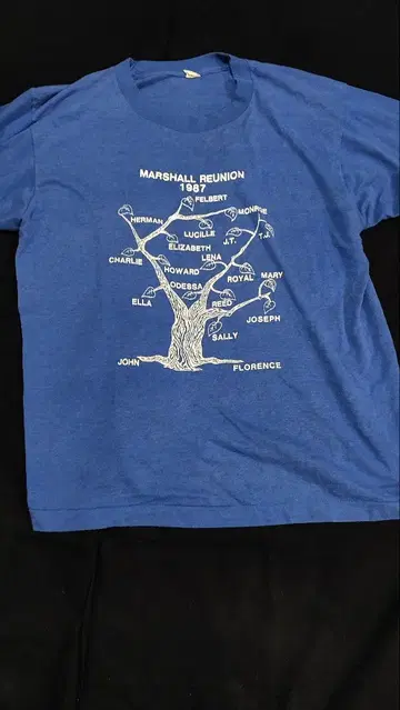 MARSHALL REUNION 1987 티셔츠 구제 의류 블루