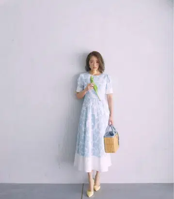 1528 threesisters 쓰리 시스터즈 롱 원피스 반팔 스카이블루