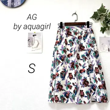 9561 AG by aquagirl 꽃무늬 롱 플레어 스커트 S 올 패턴