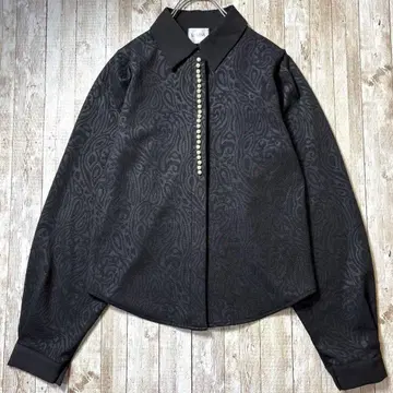 빈티지 블라우스 긴팔 셔츠 블랙 펄 버튼 여성용 L~XL 상당
