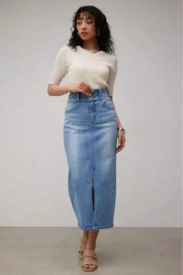 AZUL 하이 웨스트 슬릿 데님 스커트 XS