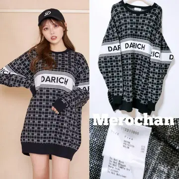 다리치 DD 로고 자카드 오버 니트 탑 새상품급