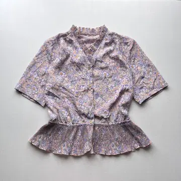 Vintage 블라우스 반팔 상의 꽃무늬 핑크 쇼와 레트로