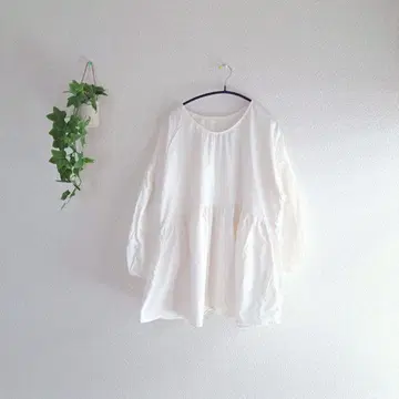 두자무르 (M~L) 라운드넥 프릴 튜닉 심플 면 혼방