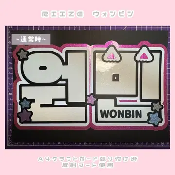 RIIZE 원빈 네임 보드 네무보 부채 문자 [반사 사용, 보드 포함]