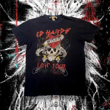 Ed Hardy USA제 루드 계열 그런지 y2k 보로 스컬 티셔츠