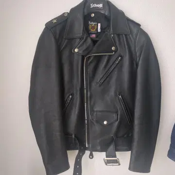 Schott 블랙 가죽 자켓 TALL 34