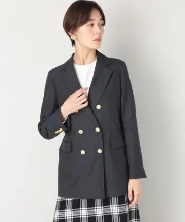 새상품 로리즈팜 네이비 브레 골드 버튼 테일러드 자켓 더블 브레스트