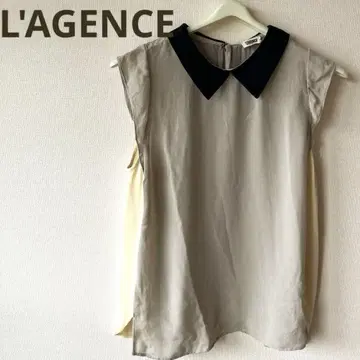 L'AGENCE 슬리브리스 셔츠 그레이지 실크 100%
