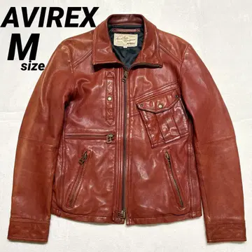 AVIREX M 가죽 자켓 가죽 재킷 빨간색 레드