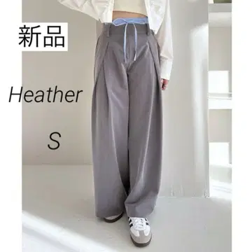 새상품 Heather 헤더 W 허리 턱 와이드 팬츠 슬랙스