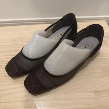 DIANA 라메 블랙 메쉬 플랫 슈즈 24cm