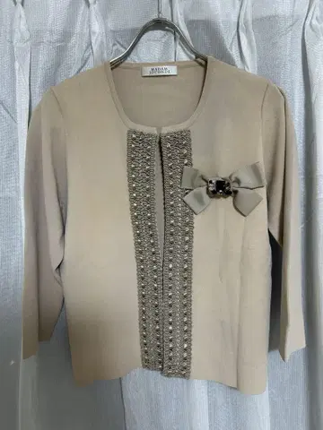 마담 조콘다 5부 소매 저리 가디건 size40