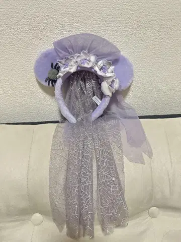 디즈니 보라색 거미 신부 머리띠