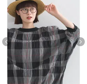 Lupilien 체크 돌먼 빅 블라우스