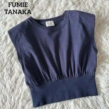 FUMIE TANAKA 후미에 타나카 파워 숄더 슬리브리스 네이비