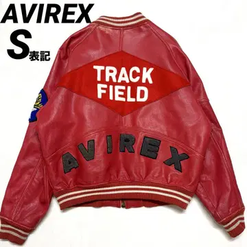 AVIREX S 가죽 자켓 바시티 자켓 레더 스타 젯 레드 빨간색
