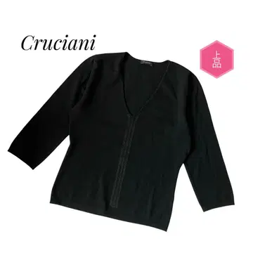 Cruciani 크루치아니 상의 고급스러운 블랙 7부 소매 여성용 40