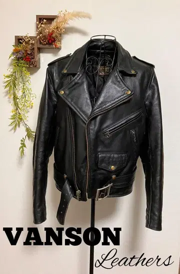 VANSON Leathers 블랙 가죽 라이더 자켓