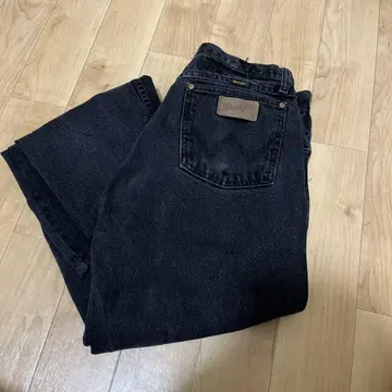 Wrangler 스트레이트 데님 팬츠 다크 그레이 빈티지