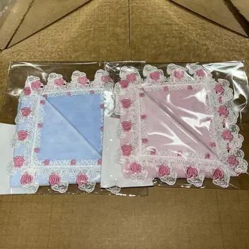 새상품  콘카와 레이스 타월 손수건 스누피 하트 핑크 라이트 블루 2장