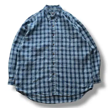 MOOSE CREEK 린넨 체크 버튼 다운 셔츠 XL