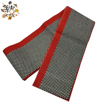 MO-3485 반폭 오비 체크 무늬 모노톤 빨간색