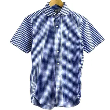 BEAMS F 빔즈 F SLIM FIT 깅엄 체크 반팔 셔츠 S