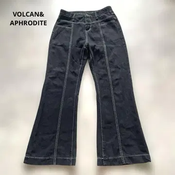 VOLCAN&APHRODITE 블랙 부츠 컷 데님 화이트 스티치