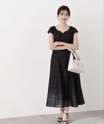 시어 체크 프렌치 슬리브 원피스