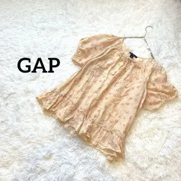 갭 프릴 블라우스 반팔 꽃무늬 벌룬 소매 코튼 실크 귀여운