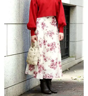 앙데팡당 And Couture 플레어 스커트 플라워 핑크