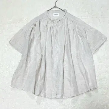 mumokuteki 블라우스 린넨 100% 반팔 M