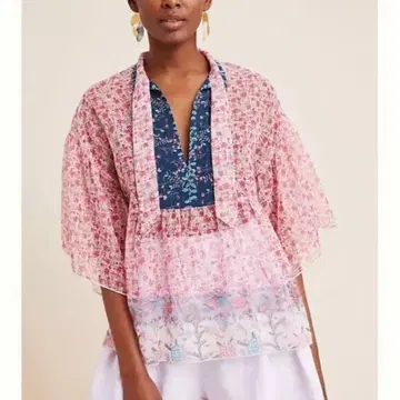 새상품급 ANNA SUI 안나수이 시어 플로럴 블라우스 튜닉