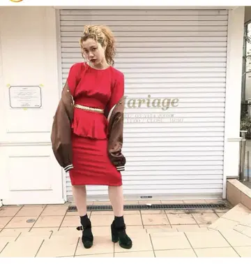 PUNK CAKE 구매  vintage red 페플럼 드레스
