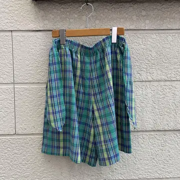 USED USA 구제 의류 그린 체크 무늬 디자인 숏 팬츠 빈티지