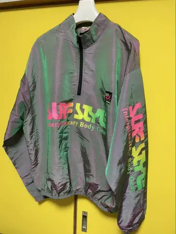 Surf Style 나일론 자켓 그린 & 퍼플 광택 90s USA