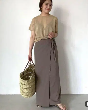 SLOVE IENA 컷 리브 랩 스커트