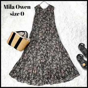 Mila Owen A 라인 꽃무늬 플리츠 롱 원피스 [S]