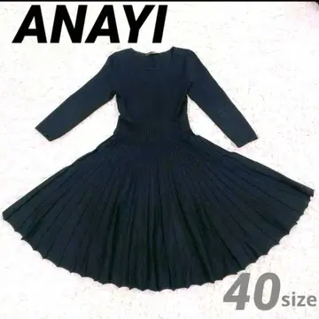 ANAYI 아나이 고급스러움 니트 플리츠 원피스 블랙 40 사이즈