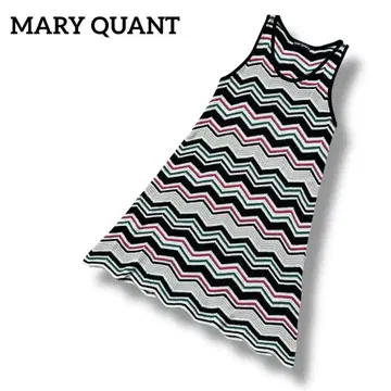 MARY QUANT 지그재그 보더 슬리브리스 니트 원피스