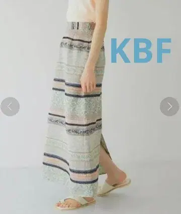 KBF A 라인 자카드 롱 스커트