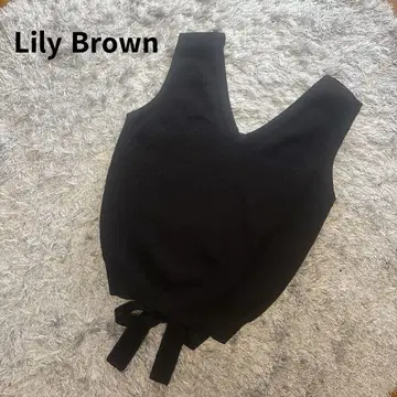 Lily Brown 백 리본 니트 탑 블랙