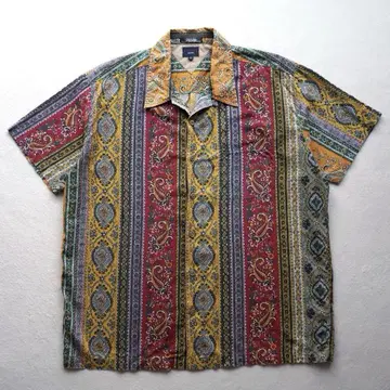 90s TOMMY JEANS 반다나 패턴 오픈 카라 셔츠 멀티 컬러