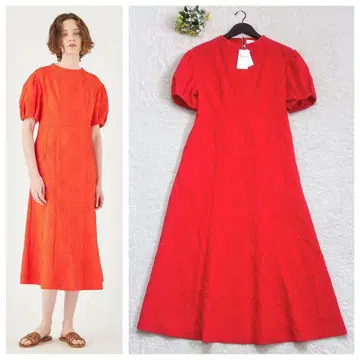 새상품 24SS BALLSEY 플라워 자카드 머메이드 원피스 오렌지