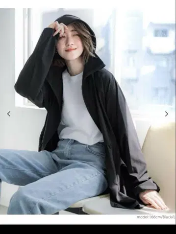 coca 코카 UV 차단 개더 후드티 블랙 M