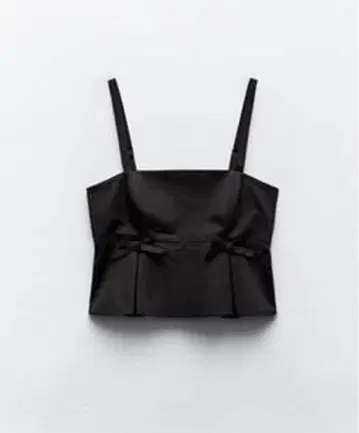 ZARA 자라 플리츠 탑 리본 뷔스티에 블랙 블랙