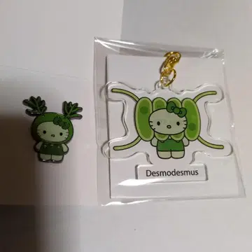 오사카 만국 박람회 일본관 한정 키티 Algae 핀 배지 & 키링 세트